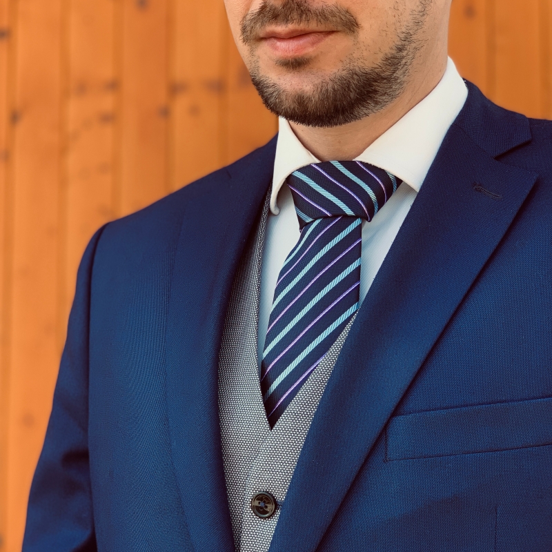 Modrá kravata Purple Stripe