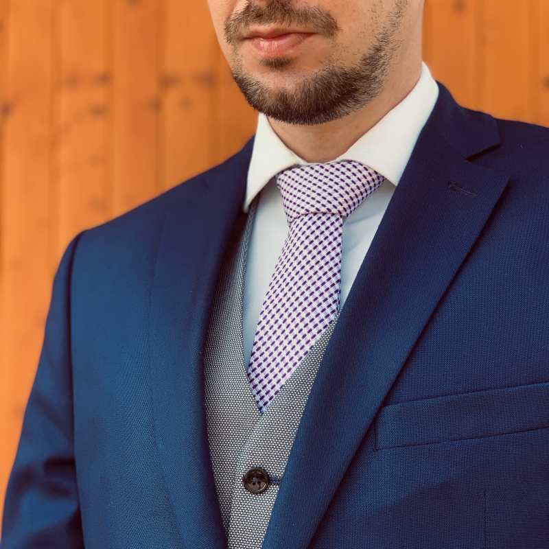 Fialová kravata Rose Check 