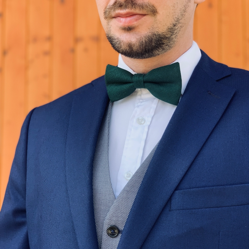 Tmavě zelený pánský motýlek Cotton One 