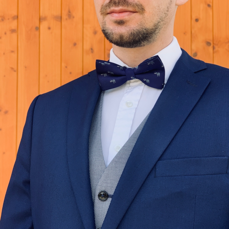 Modrý pánský motýlek šedý Slon 