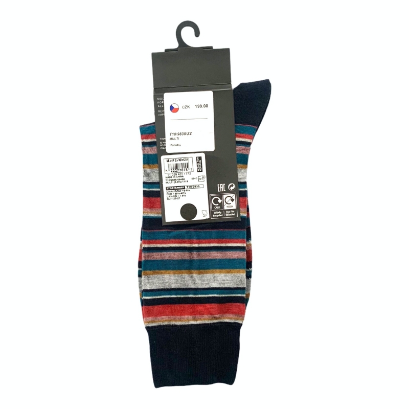 Modré ponožky Marks and Spencer Autograph Stripes EU 39.5 - 42.5