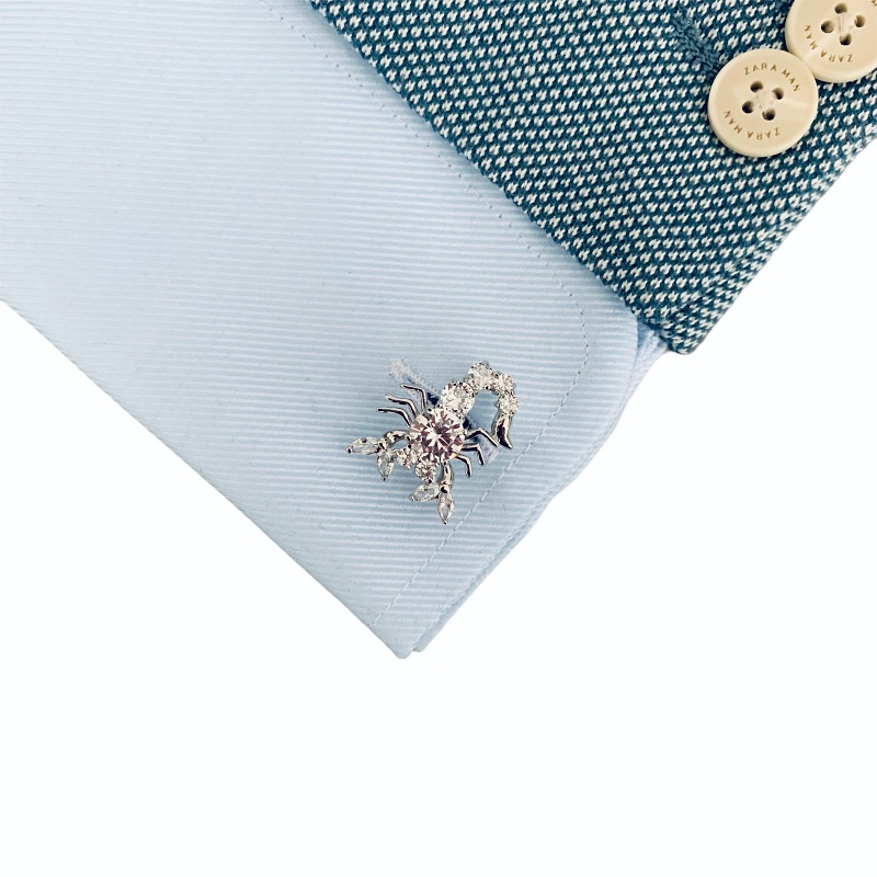 Stříbrné manžetové knoflíčky Škorpion crystal 