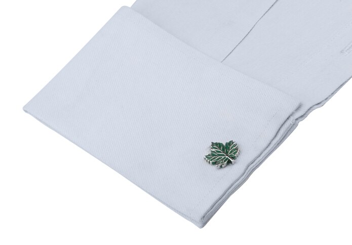 Manžetové knoflíčky zelený Javorový list 