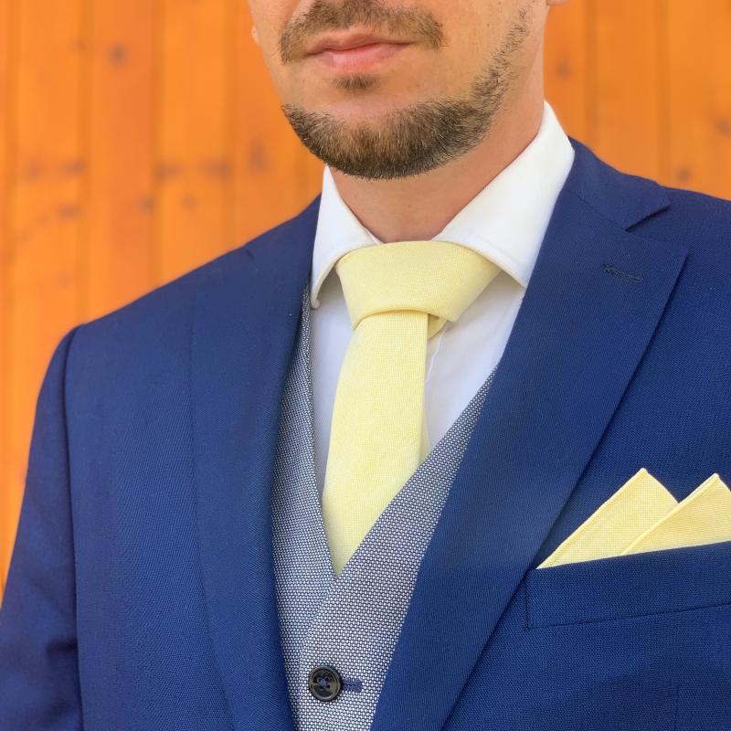 Žlutý set kravata, motýlek a kapesník Cotton color