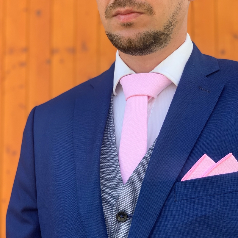 Růžový set kravata, motýlek a kapesník Cotton color