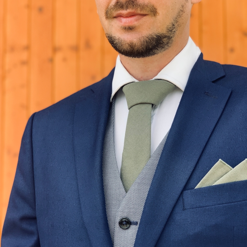 Tmavě zelený set kravata, motýlek a kapesník Cotton color