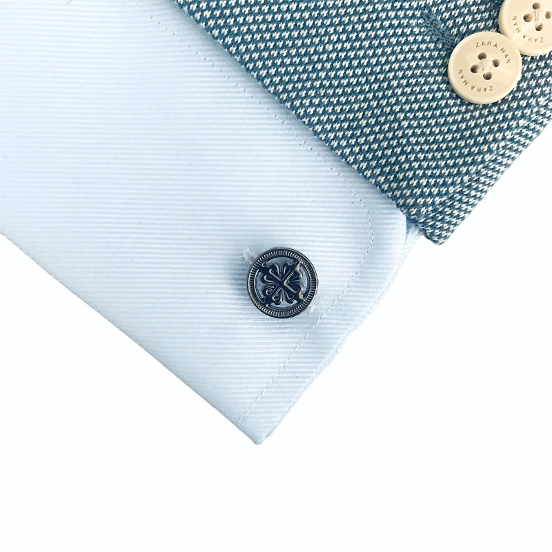 Manžetové knoflíčky Flower Emblem šedé 