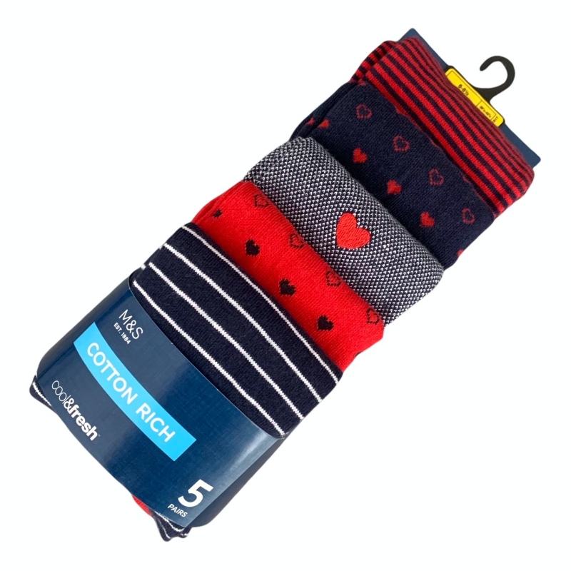 Barevný set - 5x ponožky Marks and Spencer Love EU 39.5 - 42.5