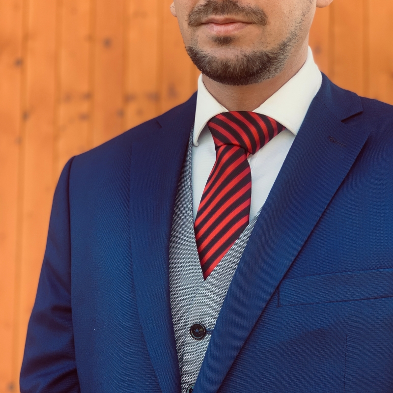 Červeno - černá kravata Pruhy 