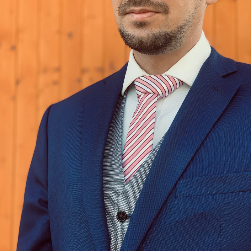 Bílo - růžová kravata Pruhy 