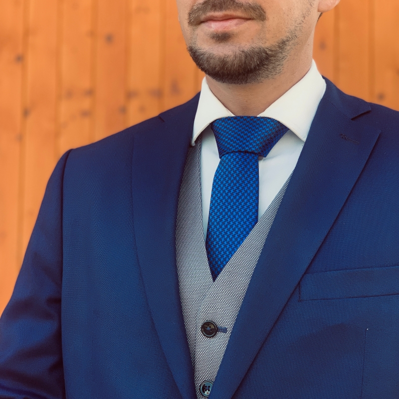 Modro - černá kravata Houndstooth