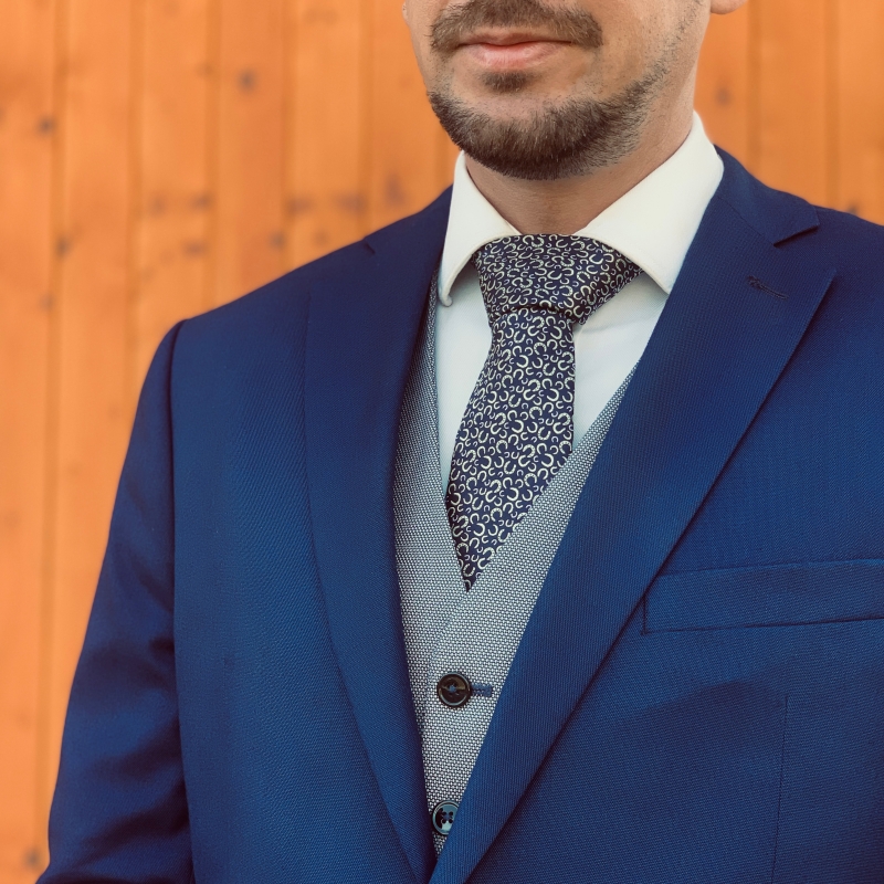 Modro - žlutá kravata Podkova 