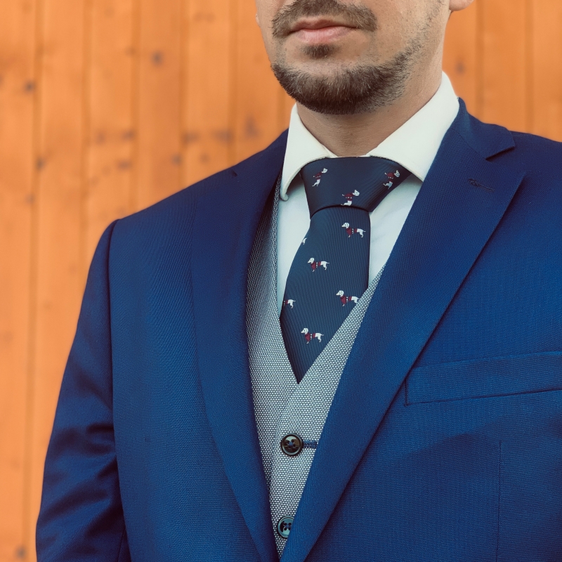 Modrá kravata Pes - jezevčík 