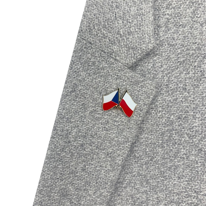 Zlatá brož Vlajka Česko - Polsko 