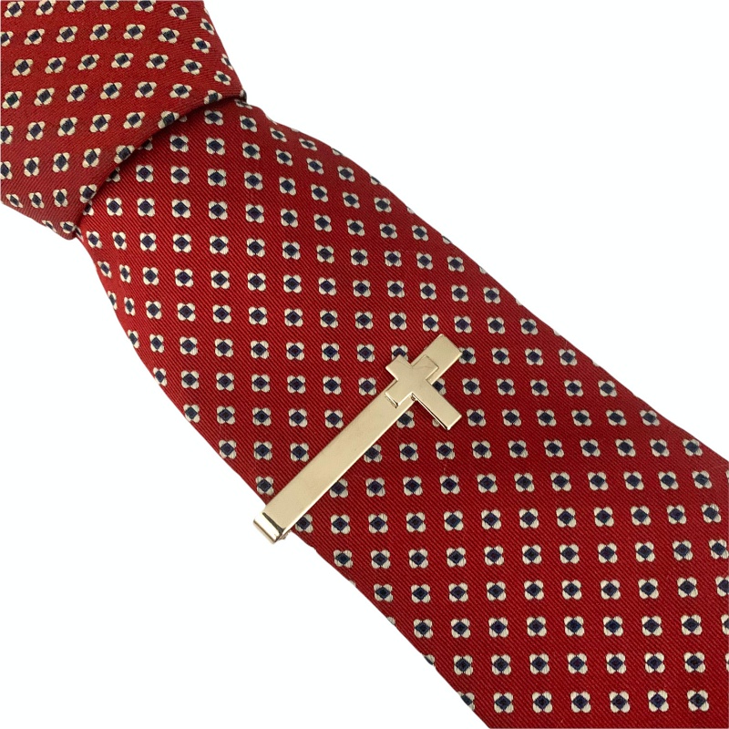 Stříbrná spona na kravatu Kříž 