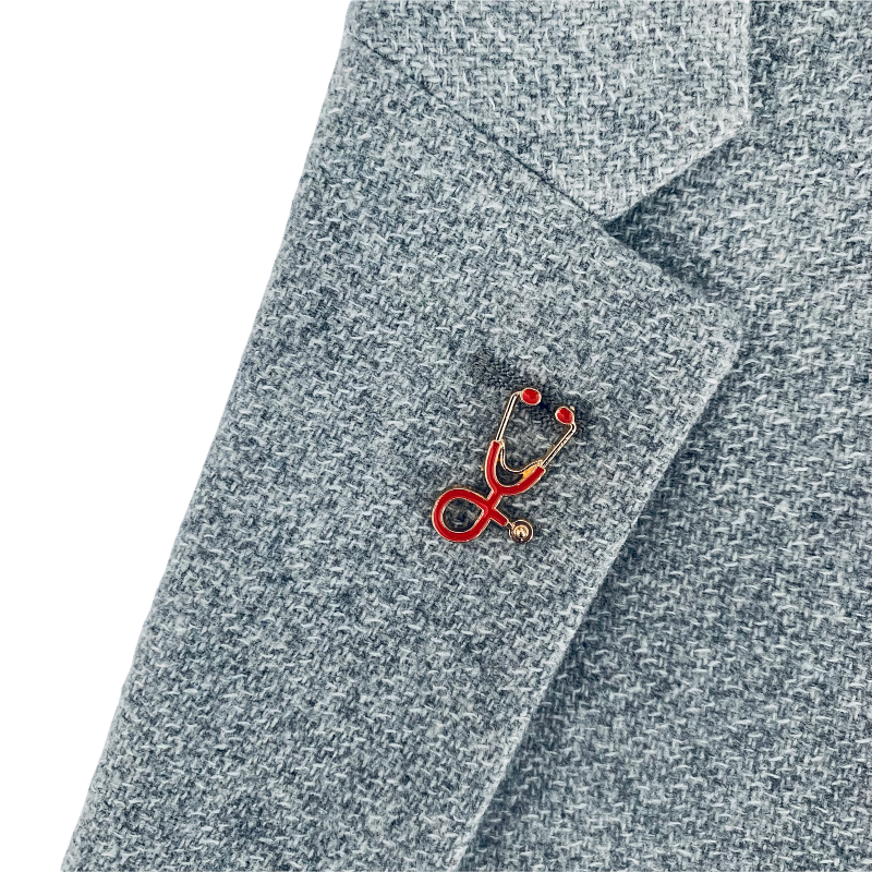 Zlato - červená brož Stetoskop 