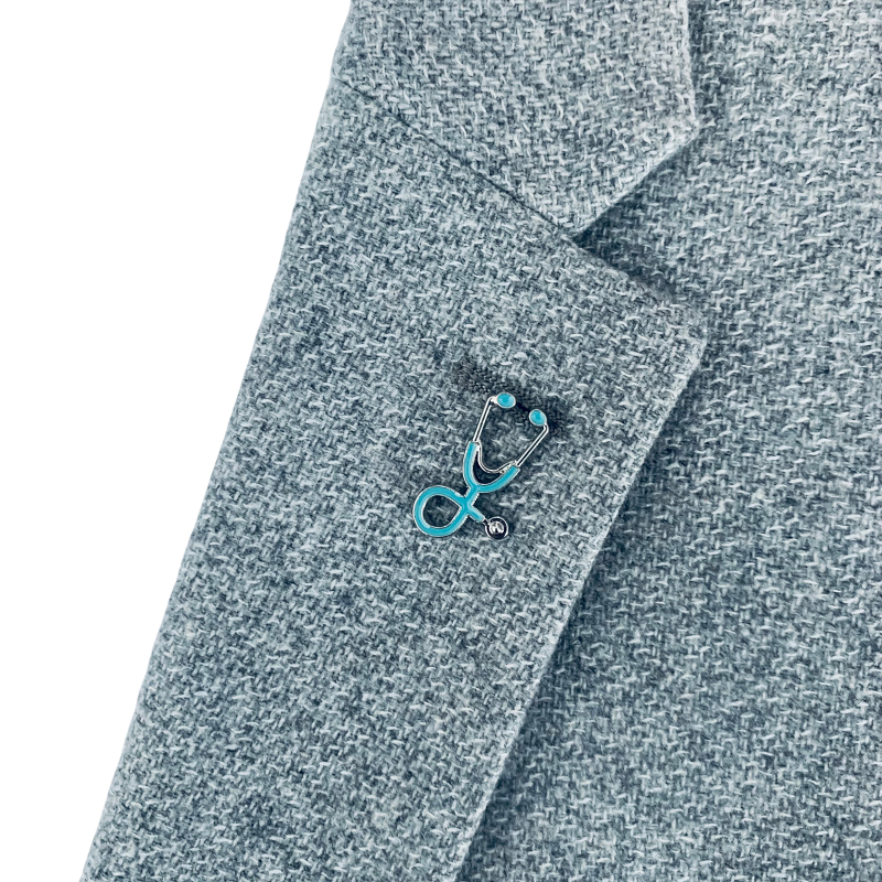 Stříbrno - tyrkysová brož Stetoskop 