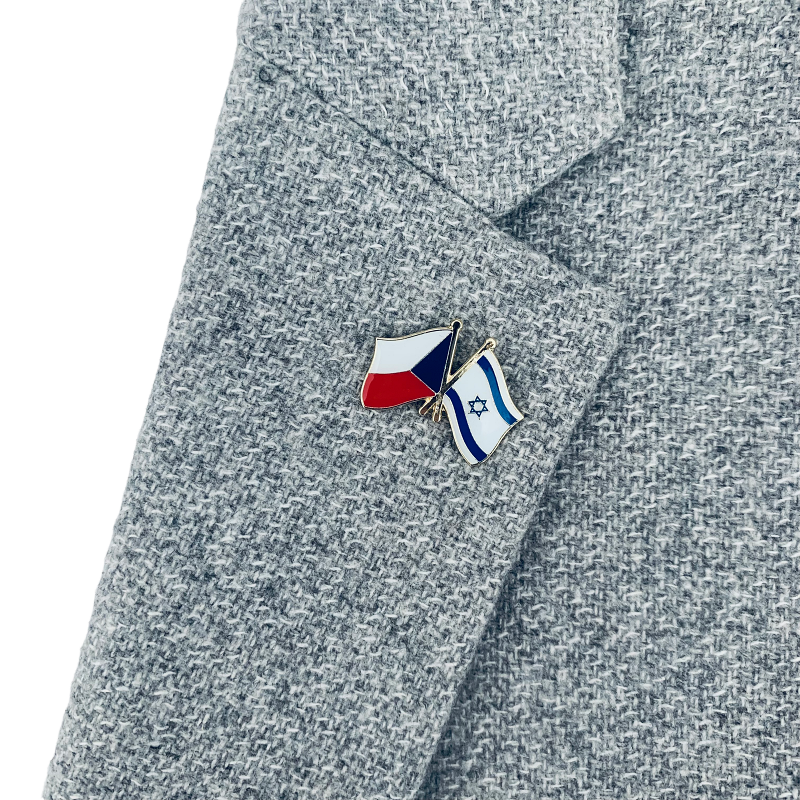 Zlatá brož Vlajka Česko - Izrael 