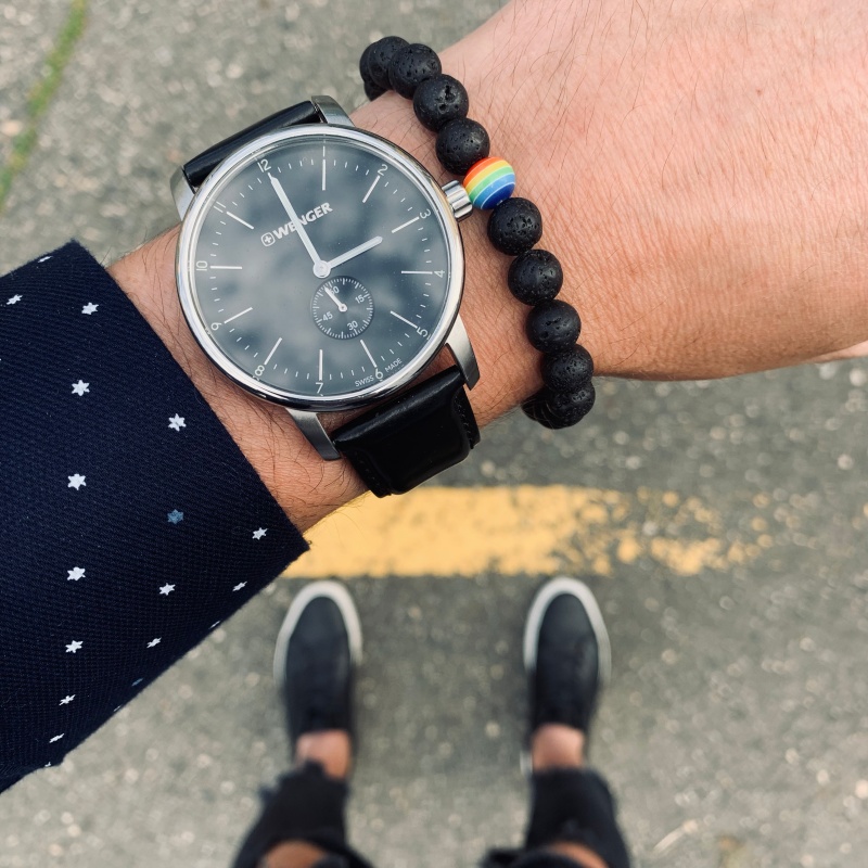 Černý lávový náramek LGBT