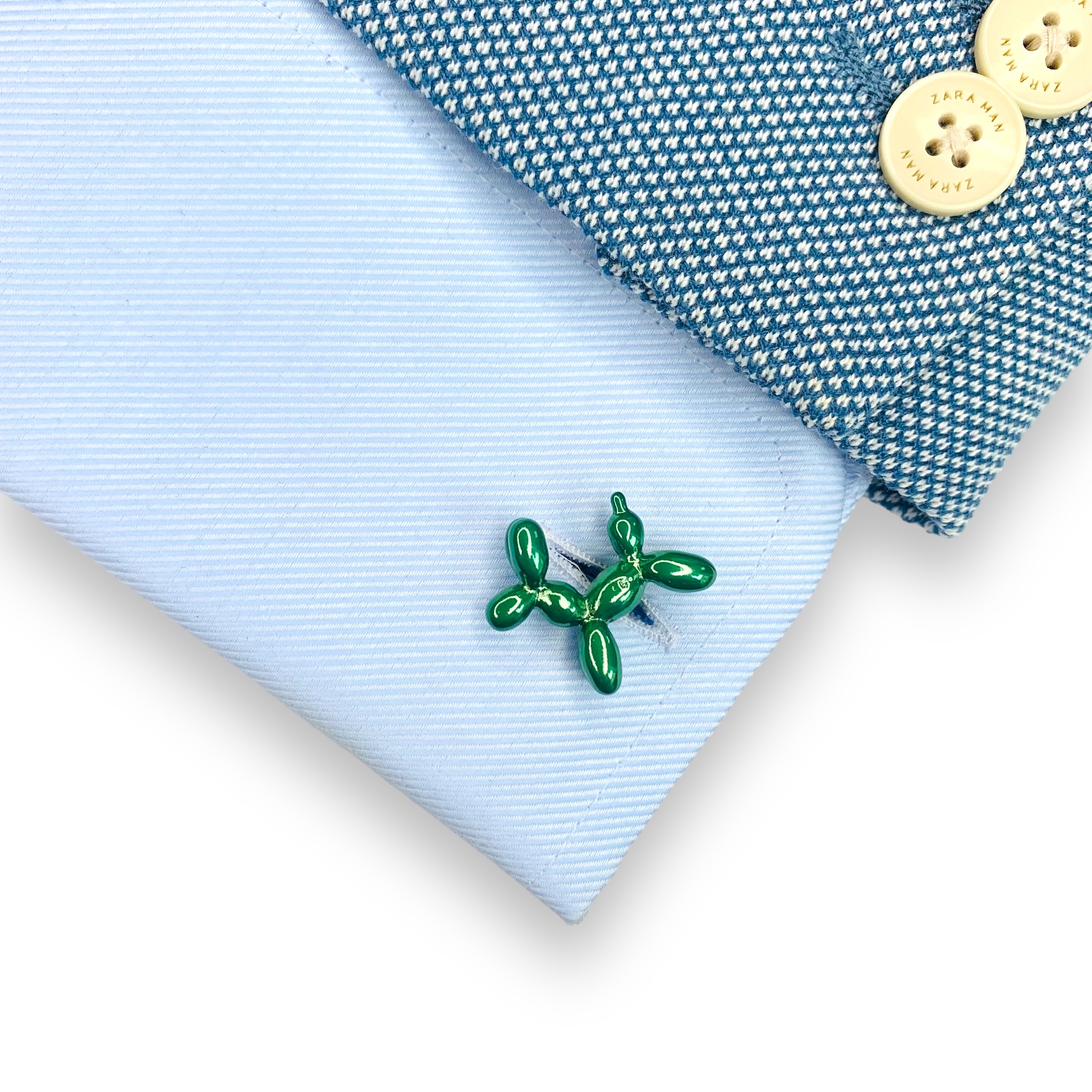 Manžetové knoflíčky zelený Pes z nafukovacích balónků