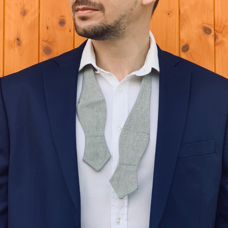 Šedo - černý vázací motýlek Plaid