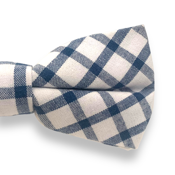 Modro - bílý kostkovaný motýlek Cotton 