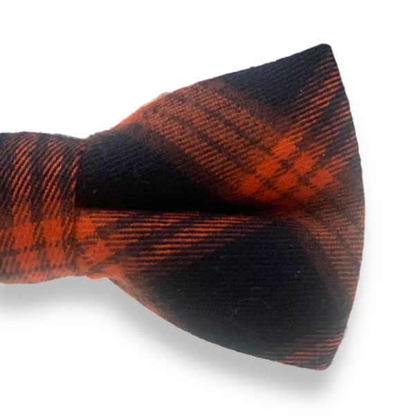 Černo - oranžový kostkovaný motýlek Cotton 