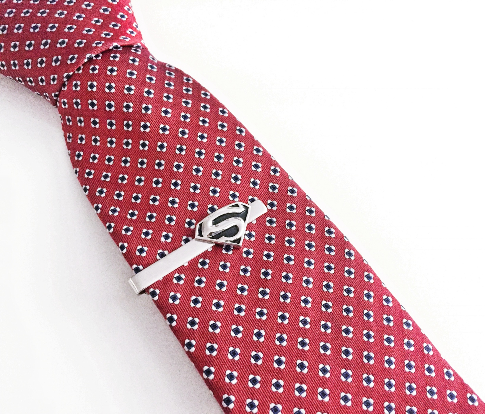 Set - spona na kravatu a manžetové knoflíčky Superman stříbrno - černý