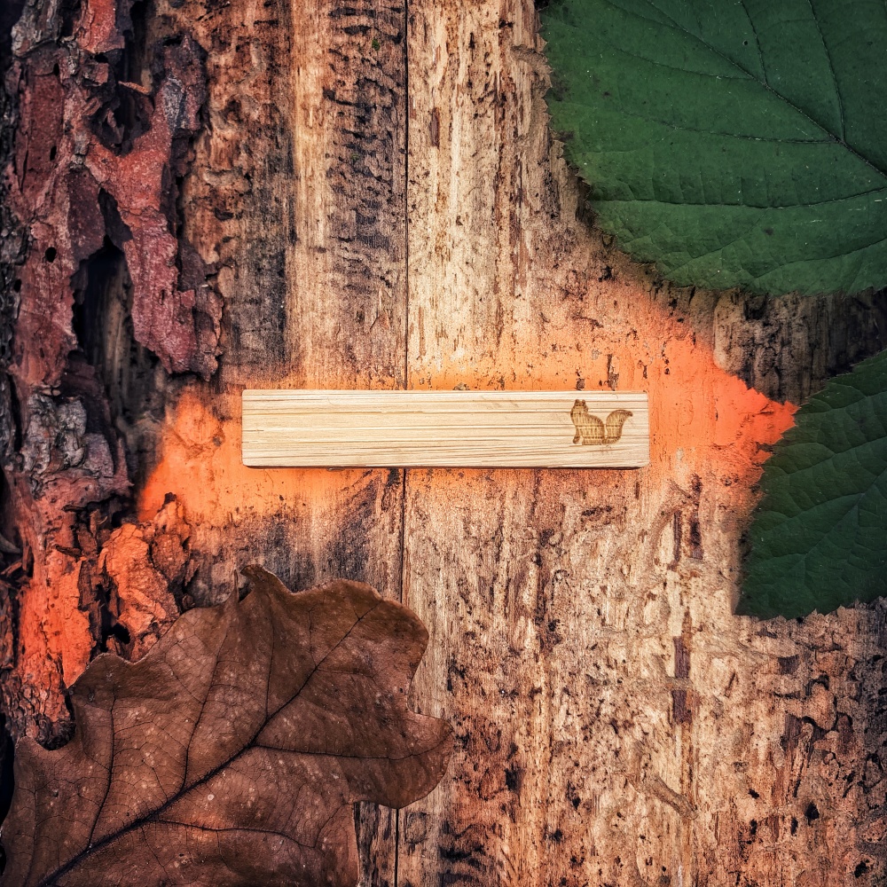 Dřevěná spona na kravatu Liška