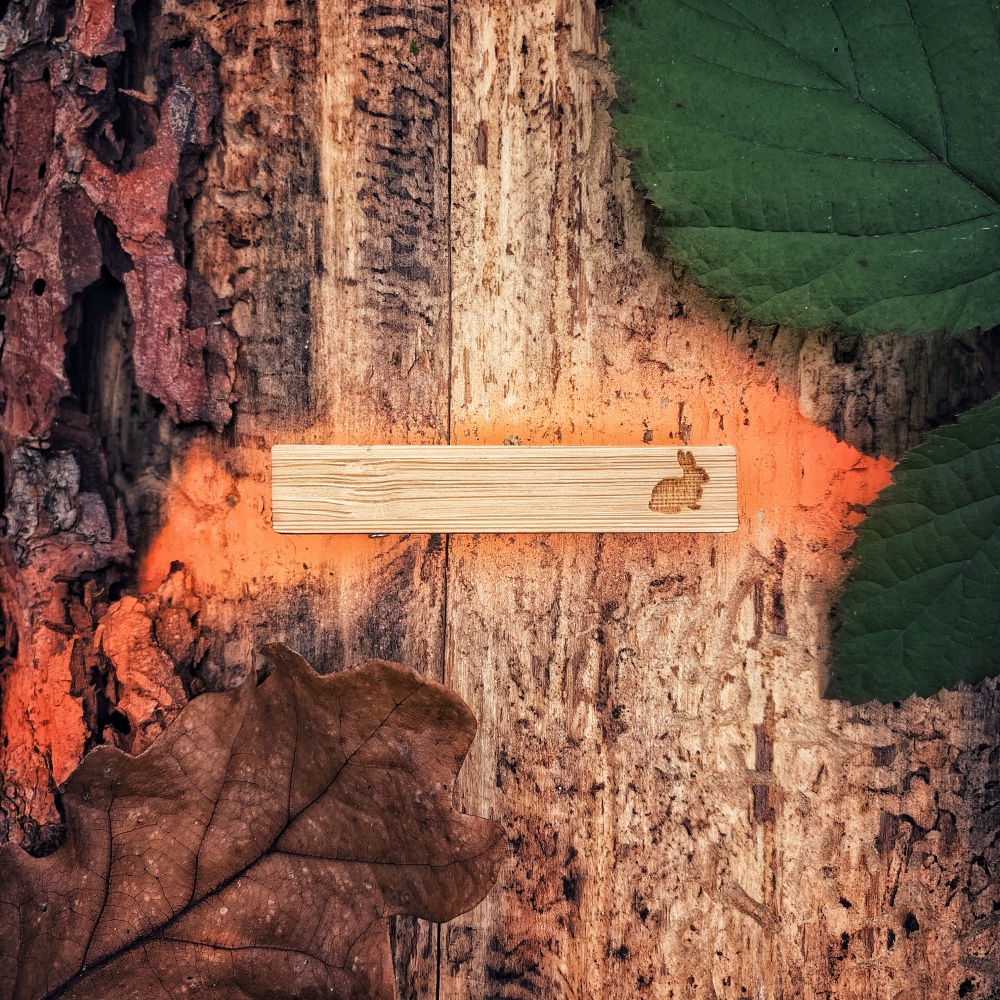 Dřevěná spona na kravatu Králík