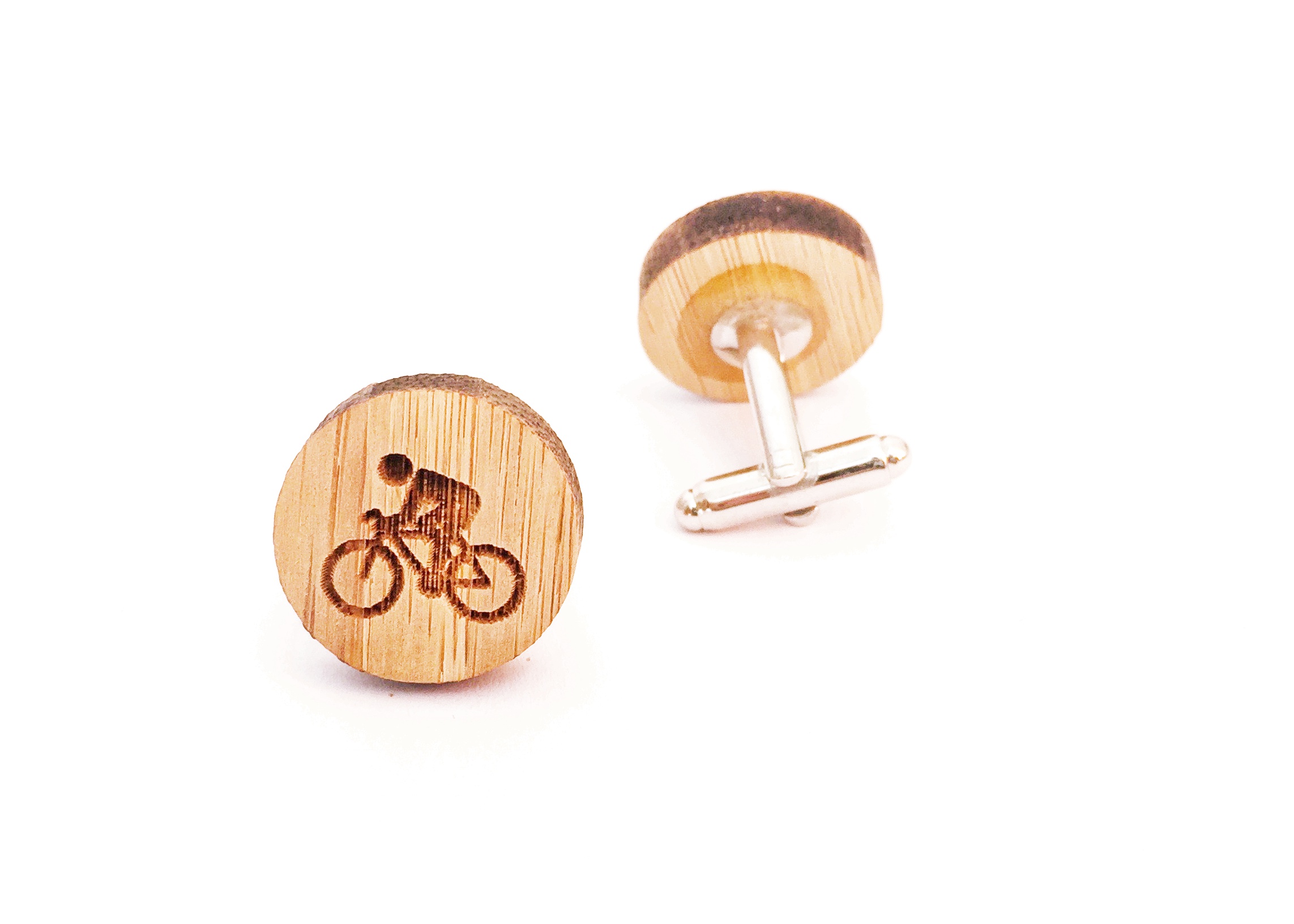 Dřevěné manžetové knoflíčky Cyklista 