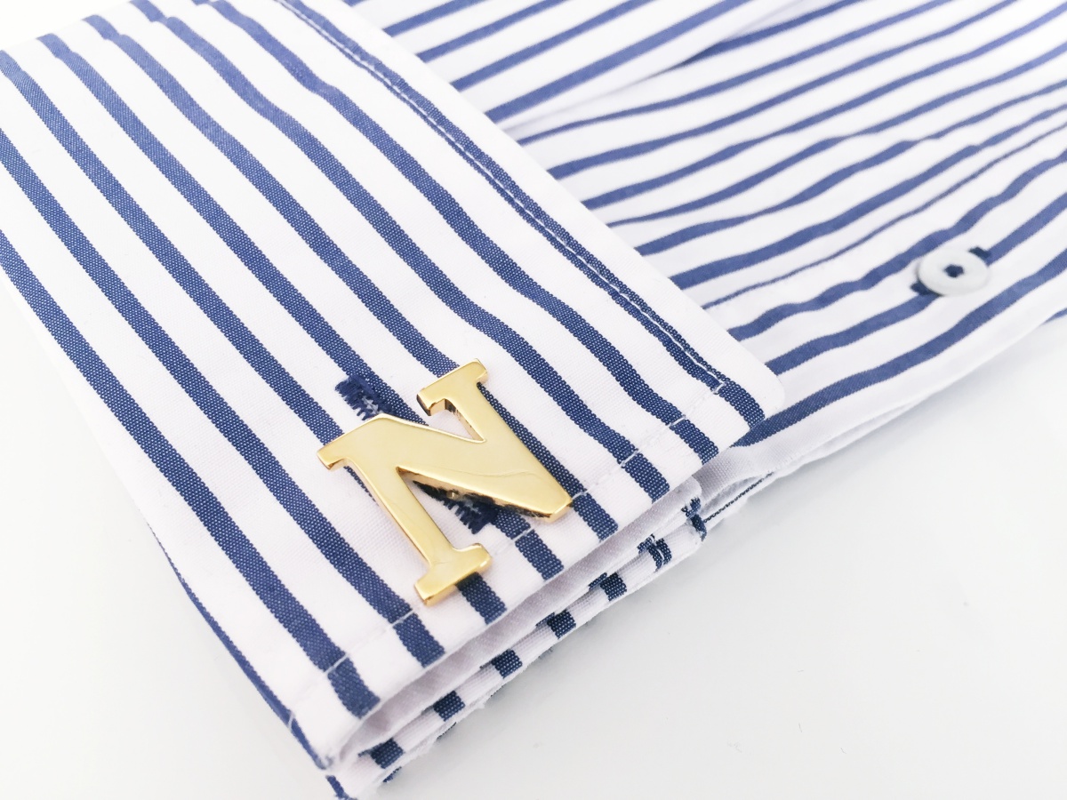 Manžetový knoflíček zlatý Iniciál N 