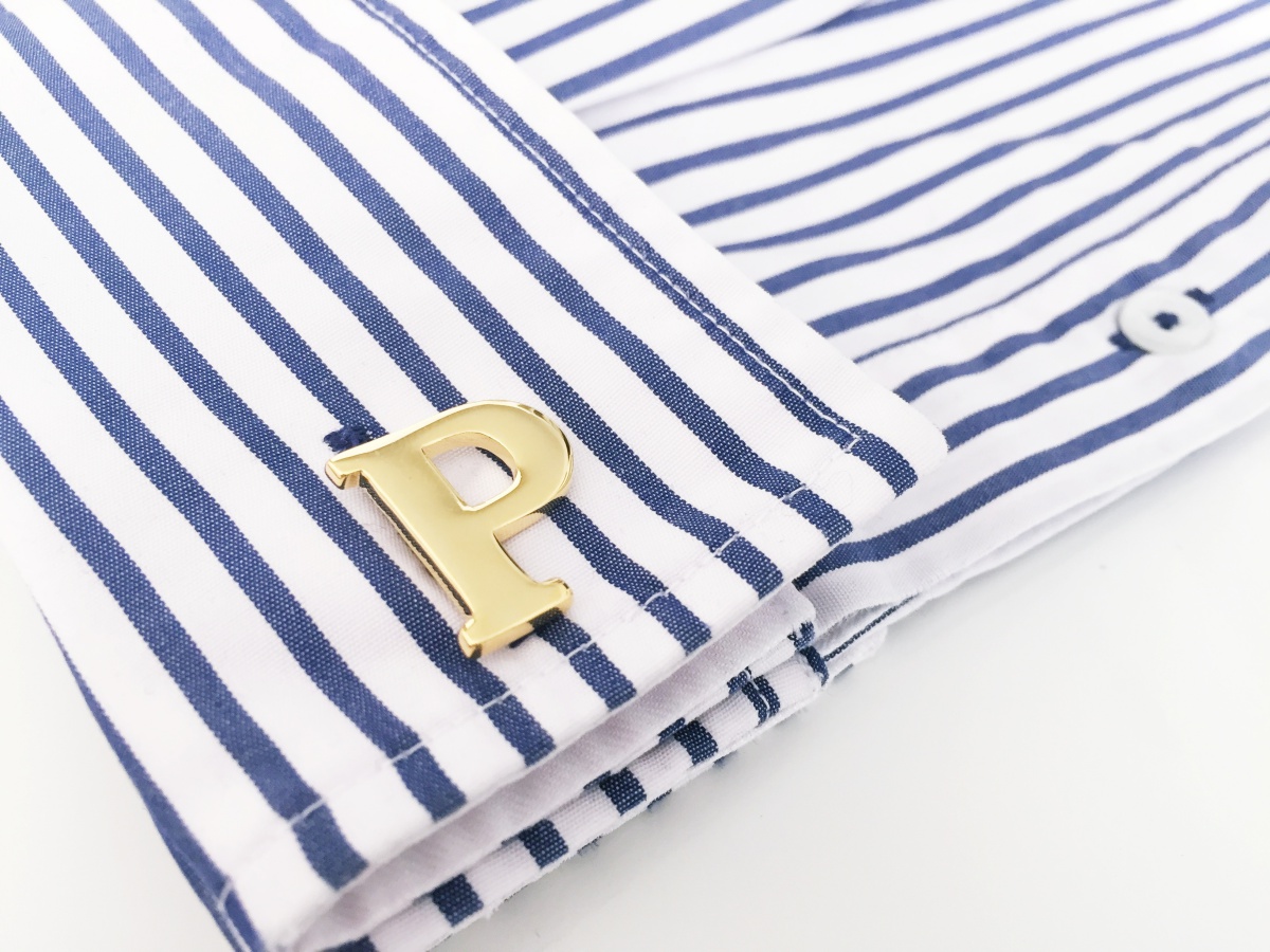 Manžetový knoflíček zlatý Iniciál P 