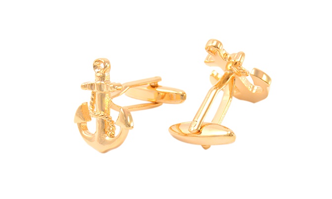 Manžetové knoflíčky Kotva s řetězem zlatá