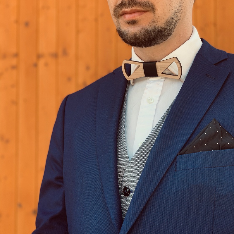 Dřevěný pánský motýlek Slim Vrtule Leather