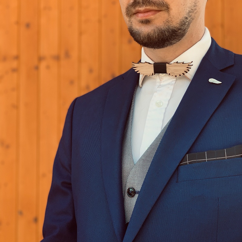 Dřevěný pánský motýlek Andělská křídla