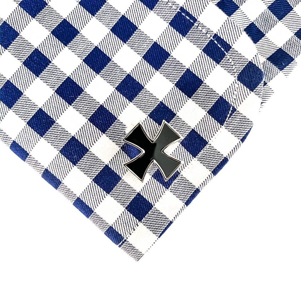 Manžetové knoflíčky černý Kříž