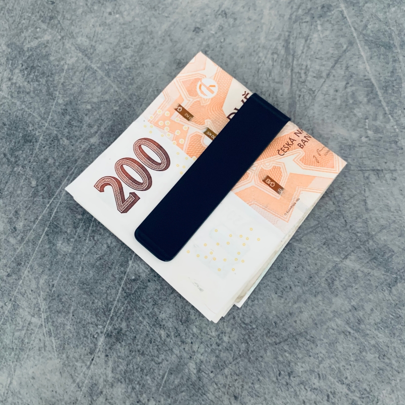 Černá dlouhá spona na peníze z nerezové oceli