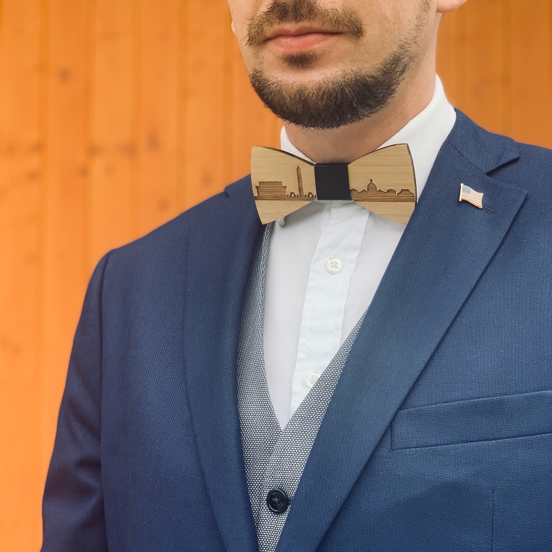 Dřevěný pánský motýlek Klasik Washington DC 