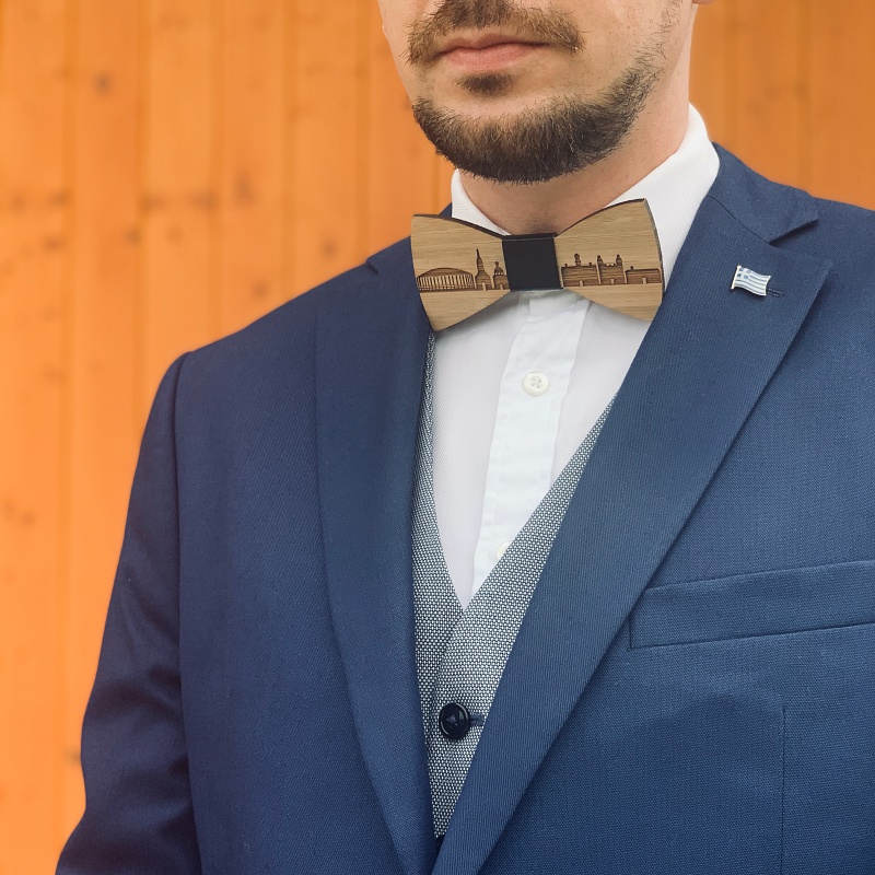 Dřevěný pánský motýlek Klasik Athény