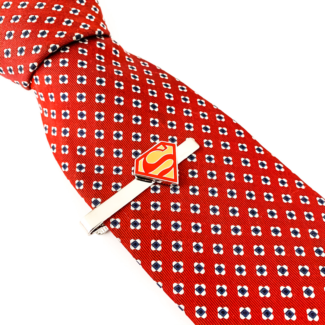 Set - spona na kravatu a manžetové knoflíčky Superman barevný