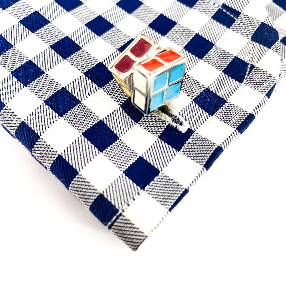 Manžetové knoflíčky Rubikova kostka složená 