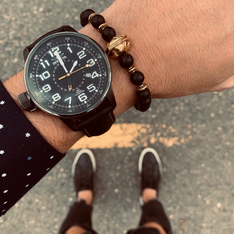 Matně černý - zlatý náramek Sparta bojovník 