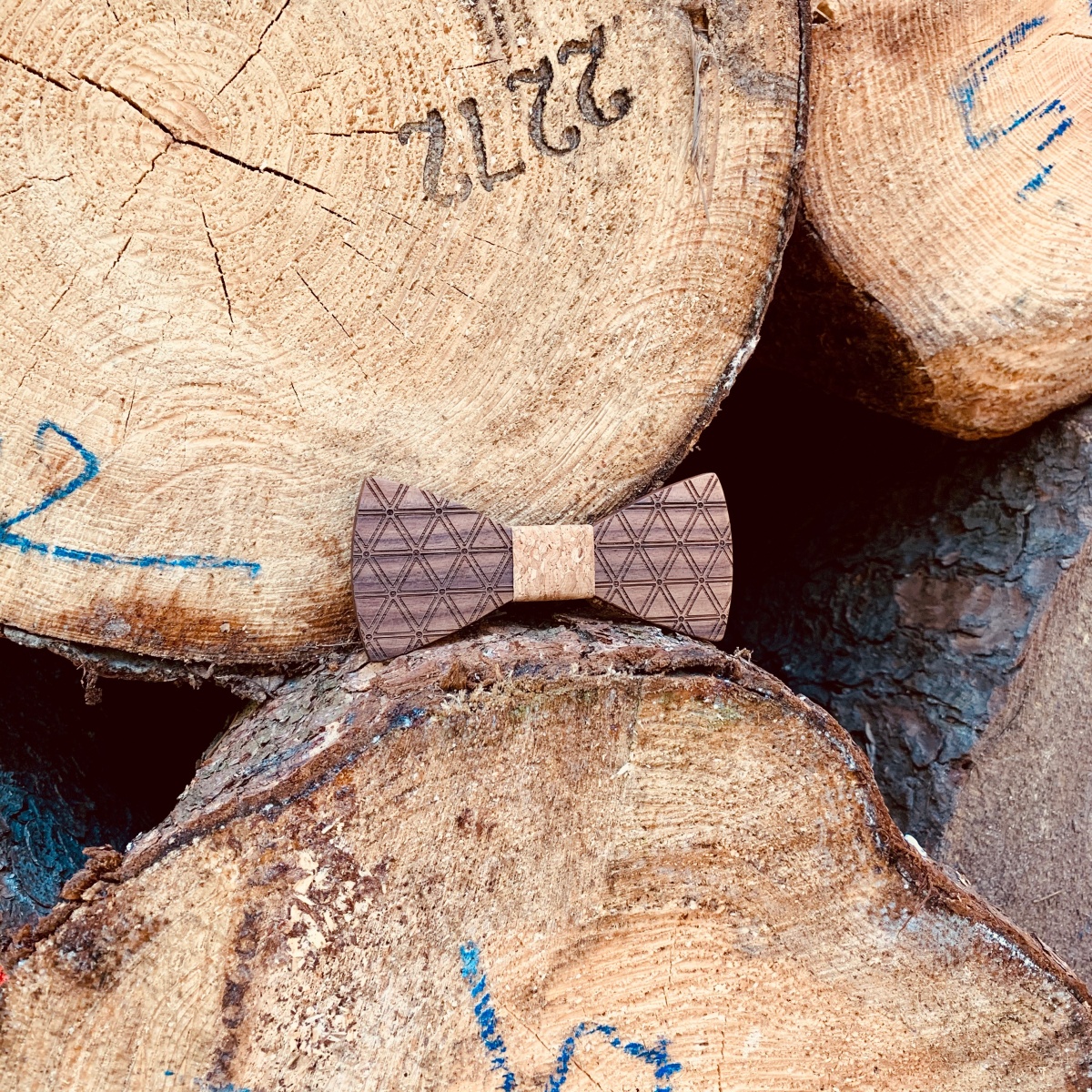 Dřevěný pánský motýlek Triangle Korek 