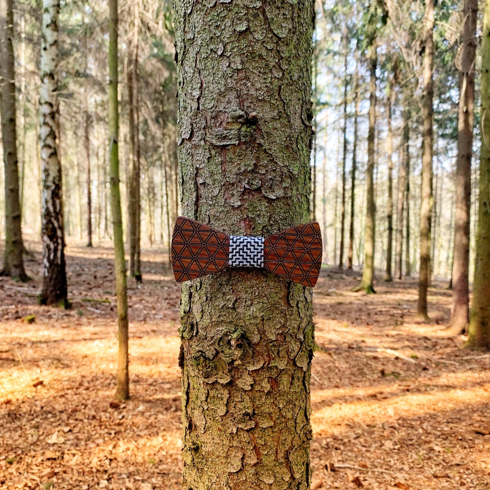 Dřevěný pánský motýlek Triangle Mozaika 