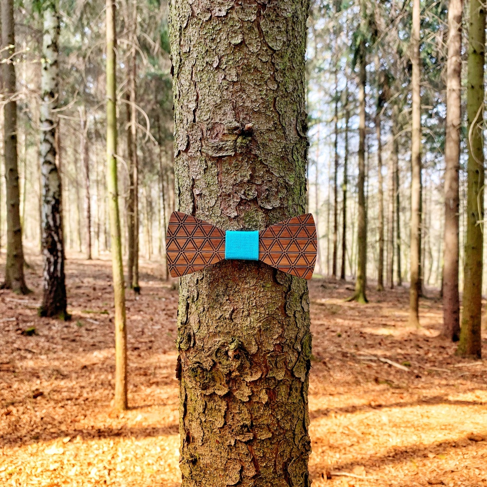 Dřevěný pánský motýlek Triangle Modrásek 