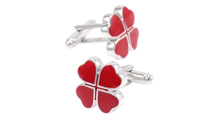 Manžetové knoflíčky Čtyřlístek červený
