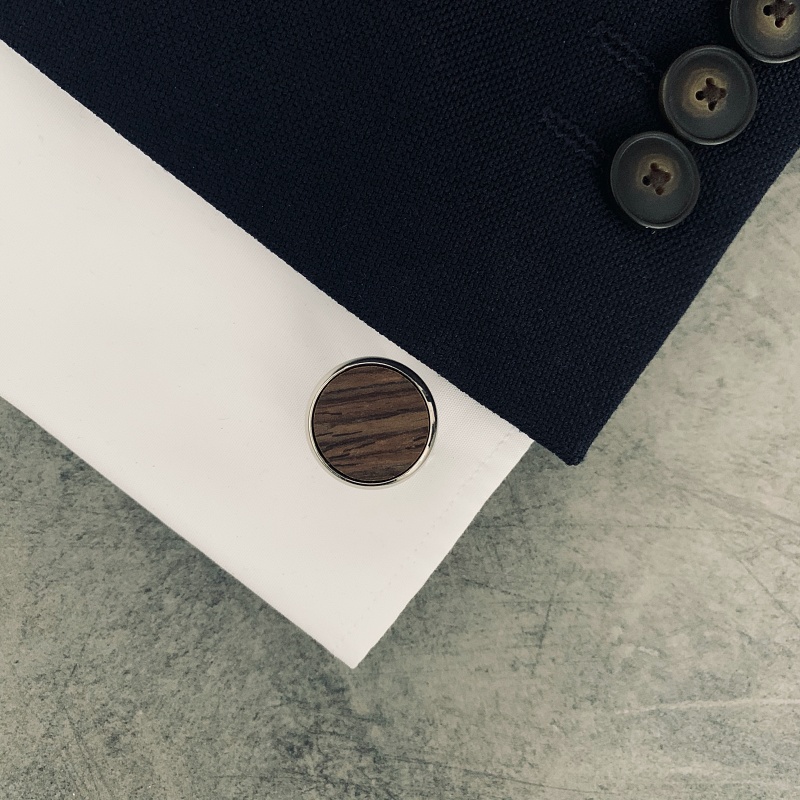 Dřevěný pánský set - motýlek Classic Denim + manžetové knoflíčky 