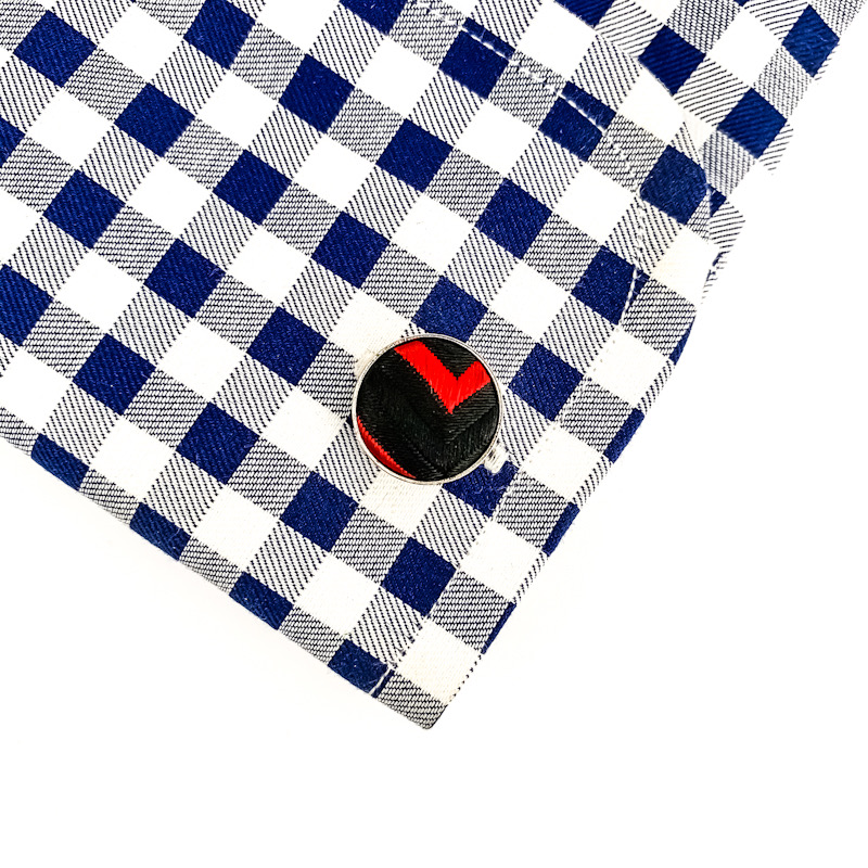 Černo - červený set - kapesník + manžetové knoflíčky Geometric