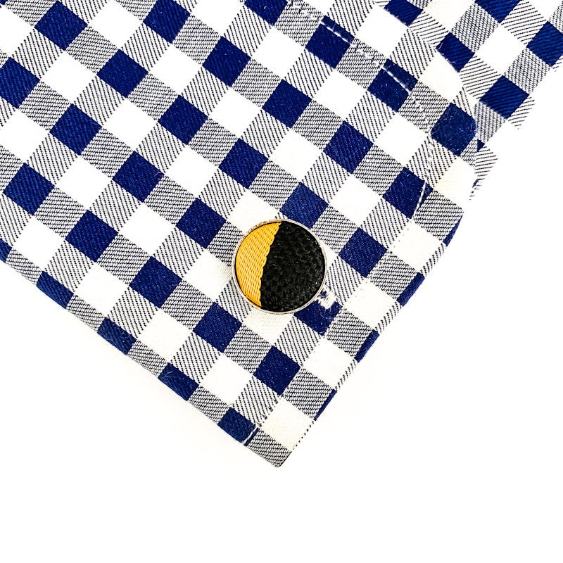 Černo - žlutý set - kapesník + manžetové knoflíčky Pruhy 